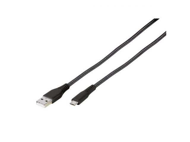 Kabel VIVANCO 61697 Micro-USB (M-M), 2.5m, pleteni crni