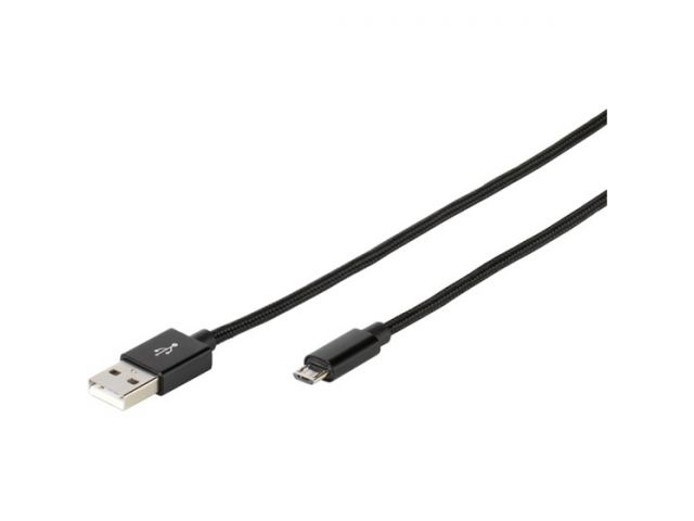 Kabel VIVANCO 37544, Micro-USB (M-M), 1.5m, pleteni tamno sivi