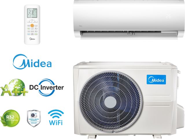 Klima uređaj MIDEA Blanc II 3,51/3,81 kW (MSMABU-12HRDNX), inverter, WiFi, komplet