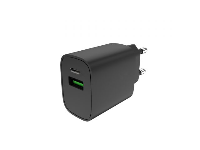 Kućni punjač MAXMOBILE DUO, USB Type-C 20W, USB QC 3.0 18W