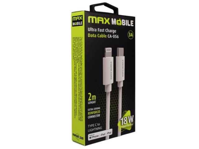 Kabel MAXMOBILE Type-C na Ligtning MFI Apple, QC 3.0, 1.2m, kevlar, bijeli