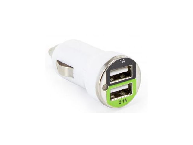 Auto punjač SBOX, 2x USB, 2.1A/1A, bijeli