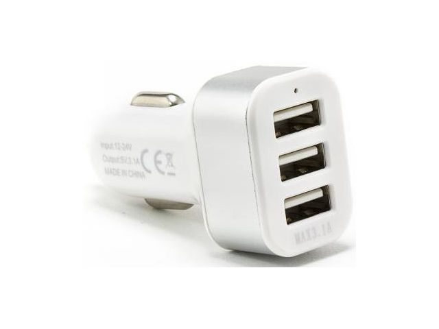Auto punjač SBOX CC-331, 3x USB, 3.1A, bijeli
