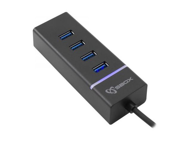 USB HUB SBOX H-304, 4x USB 3.1, crni