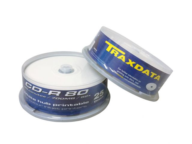 CD medij TRAXDATA, CD-R, 52X, 700MB, printabilni, 25kom spindle