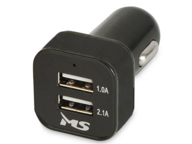 Auto punjač MS POWER A100, 2.1A, 2xUSB, crni