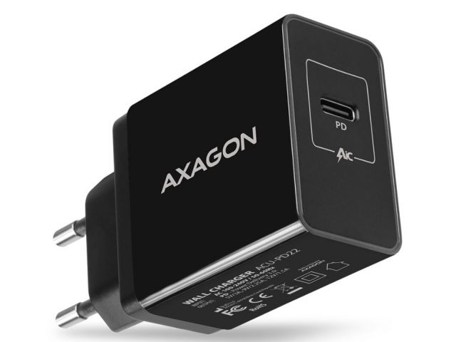 Kućni punjač AXAGON ACU-PQ22, 22W, 1xUSB 3.0 Tip-C, crni
