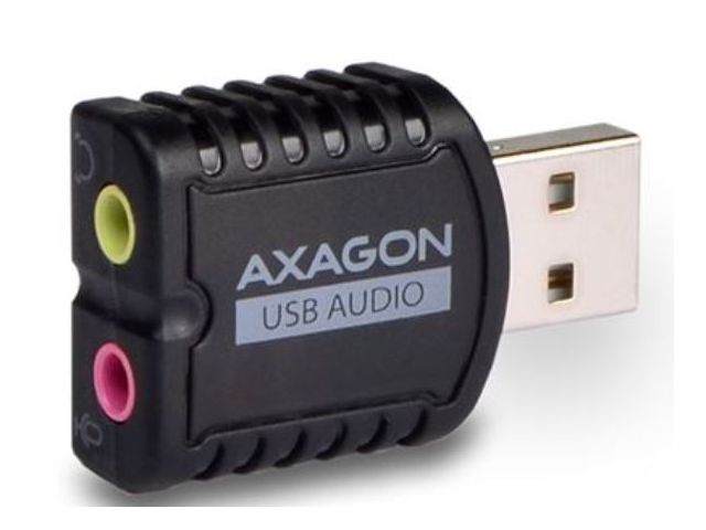 Audio adapter AXAGON ADA-10 USB(m) 2.0 na 2x3.5mm(ž), stereo, crni