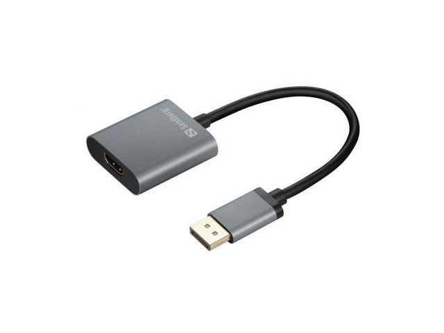 Video adapter SANDBERG DisplayPort DP(m) v1.4 na HDMI(ž) v2.0, UltraHD (4K), sivi