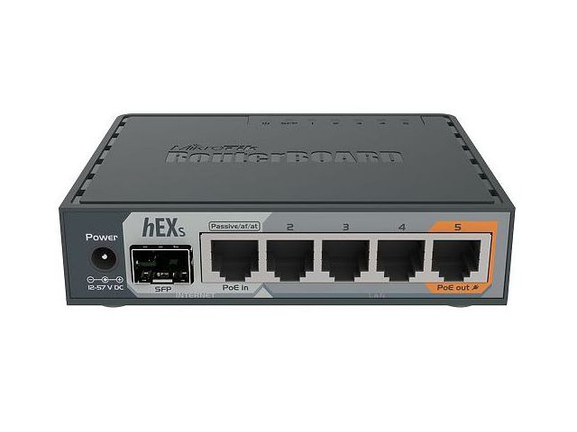 Router MIKROTIK hEX S (RB760iGS), 5x Ethernet, USB, 880MHz, 256MB RAM, RouterOS L4