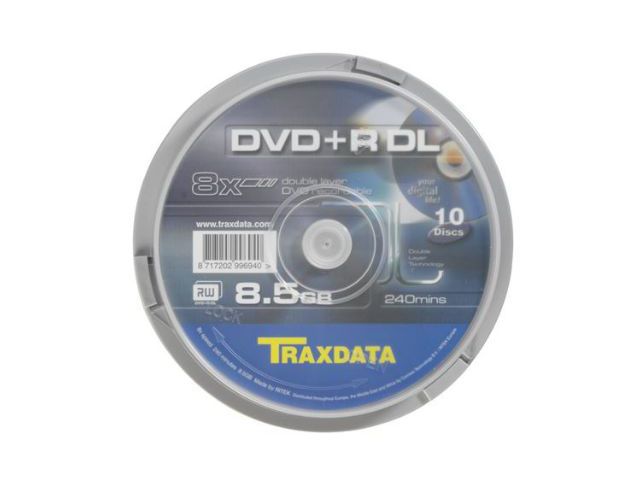 DVD+R medij TRAXDATA, 8.5 GB, 8 x, 10 kom, spindle