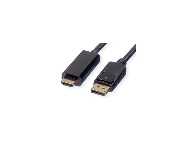 Video kabel ROLINE DisplayPort DP(m) na HDMI(m) v1.2, 3.0m, pozlaćeni konektori, crni