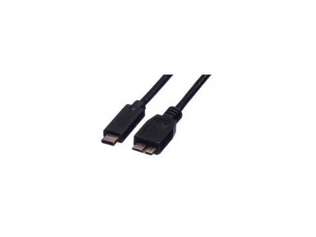Kabel ROLINE Micro B(m) na USB-C(m) 3.1, 0.5m, crni