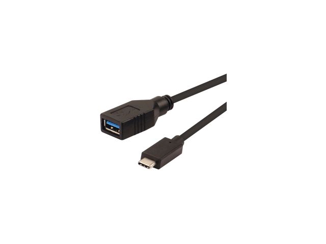 Kabel ROLINE USB3.2 Gen 1 kabel TIP A-C F/M, 0.15m, crni