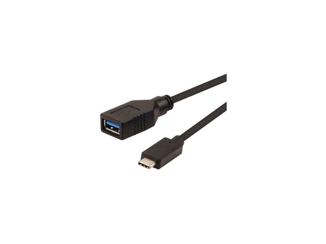 Kabel ROLINE USB-C(m) 3.2 na USB-A(ž), 0.15m, crni