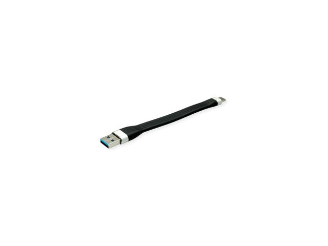 Kabel ROLINE USB3.2 Gen 1 silikonski kabel TIP A-C M/M, 0.11m, crni