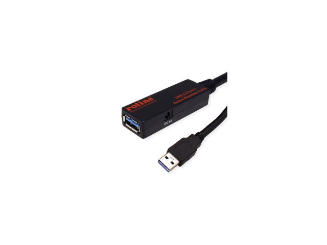 Kabel ROLINE USB3.2 Gen1 aktivni produžni kabel sa ponavljačem, 10m, crni