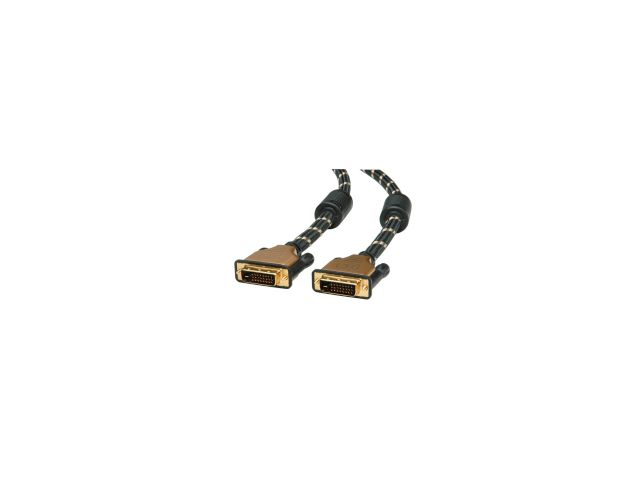 Video kabel ROLINE GOLD DVI(m) 24+1 na DVI(m) 24+1, 1.0m, Dual Link, crno/zlatni