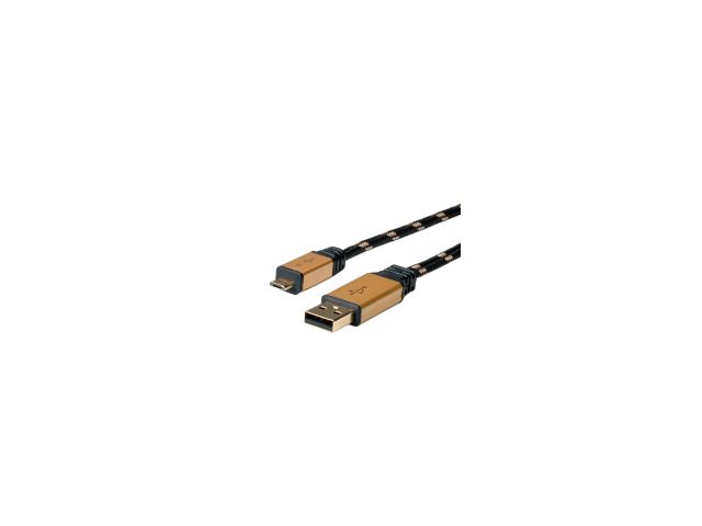 Kabel ROLINE GOLD USB2.0 kabel TIP A(M) - Micro B(M), 0.8m, crno/zlatni
