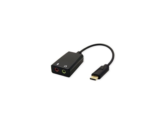 Audio adapter ROLINE VALUE adapter USB-C - 2×3.5mm audio, M/F, 0.13 m
