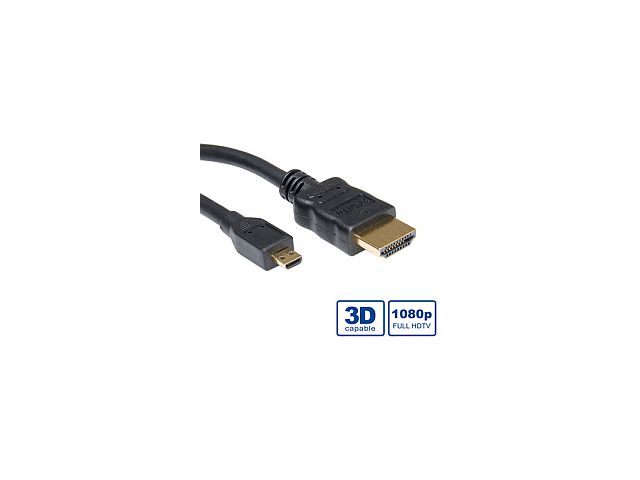Video kabel ROLINE VALUE HDMI kabel sa mrežom, TIP A (M) - TIP D (M) (micro), 2.0m