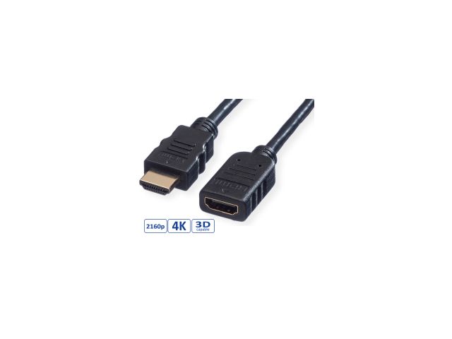 Video kabel ROLINE VALUE HDMI produžni kabel sa mrežom, HDMI M - HDMI F, 1.5m