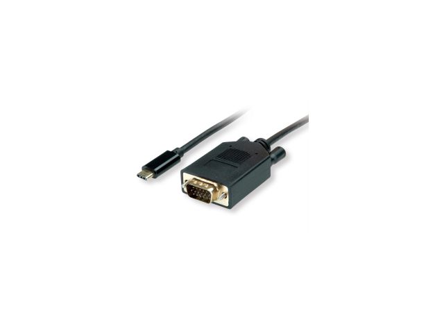 Video kabel ROLINE VALUE USB-C - VGA kabel, M/M, 2.0m, crni