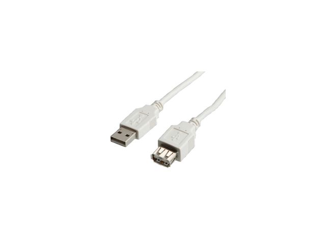 Kabel ROLINE VALUE USB-A(m) 2.0 na USB-A(ž) 2.0, 1.8m, produžni, bijeli