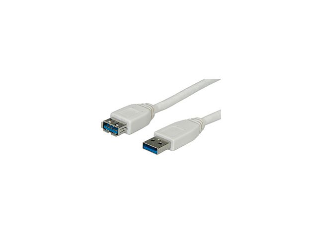 Kabel ROLINE VALUE USB3.0 kabel TIP A-A M/F, 0.8m, bijeli (produžni)