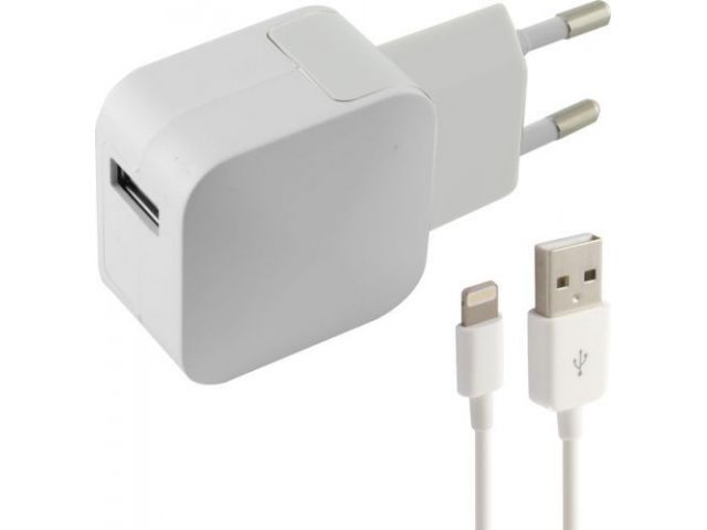 Punjač KSIX, putni, lightning, 1A, bijeli