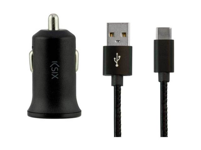 Auto punjač KSIX, USB-C, 12W, 1.0m, crni