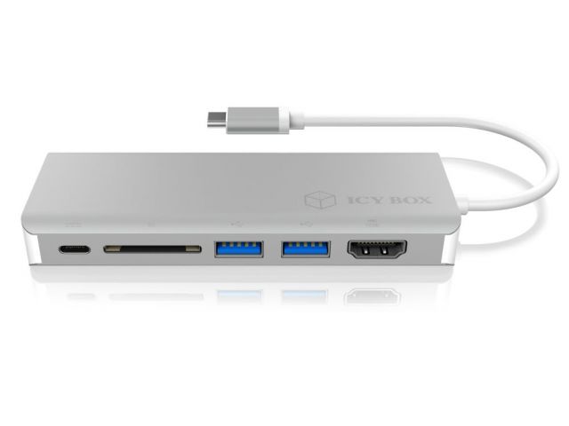 Docking stanica ICY BOX IB-DK4034-CPD, USB-C na 1x USB-C power delivery, 2x USB-A 3.0, 1x HDMI, 1x RJ45, 1x SD