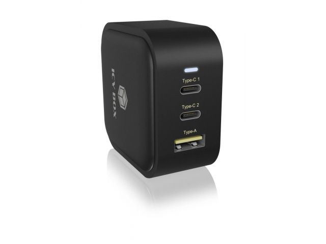 Zidni punjač ICY BOX IB-PS103-PD, 3-port, 65W, 2x USB-C, USB-A, EU, UK, US utičnice