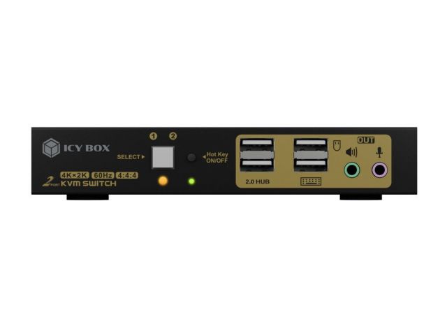 KVM preklopnik ICY BOX IB-KVM8801-HU2, 1 korisnik - 2 računala, 2x HDMI In, 1x HDMI Out, Hot-Key funkcija, crni