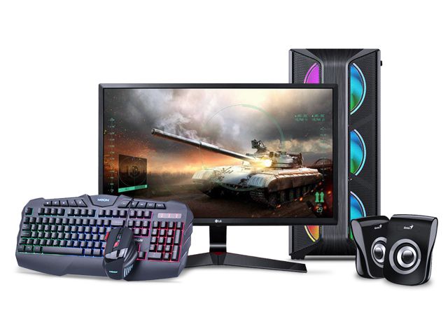 Računalni sistem HGPC Gamer 101F6, Intel Core i3 10100F, 16 GB, GTX1650, SSD 500 GB NVMe, FreeDOS (101F16516S5ND) + gaming monitor LG 27MP59G-P + tipk + miš + zvučnici