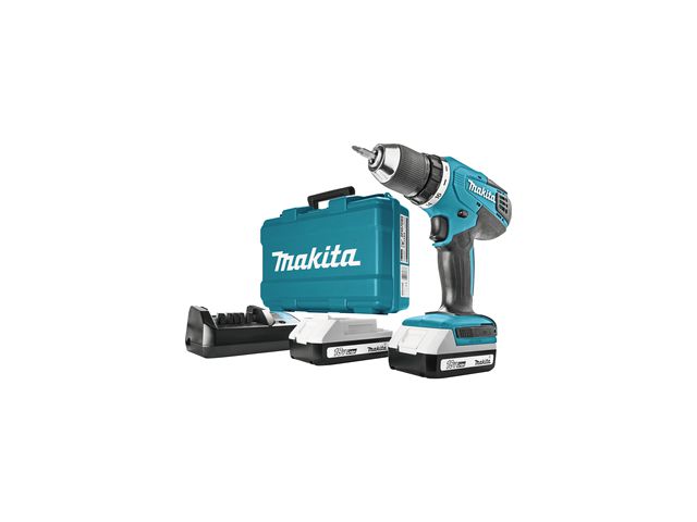 Bušilica-odvijač MAKITA DF457DWE, 18V, 2x1.5Ah, aku + set bitova 67308