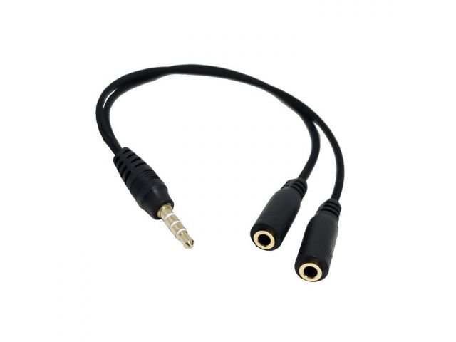 Audio kabel HAVIT HV-G06 3.5mm(m) na 2x3.5mm(ž), 0.2m, audio/mikrofon razdjelnik, crni