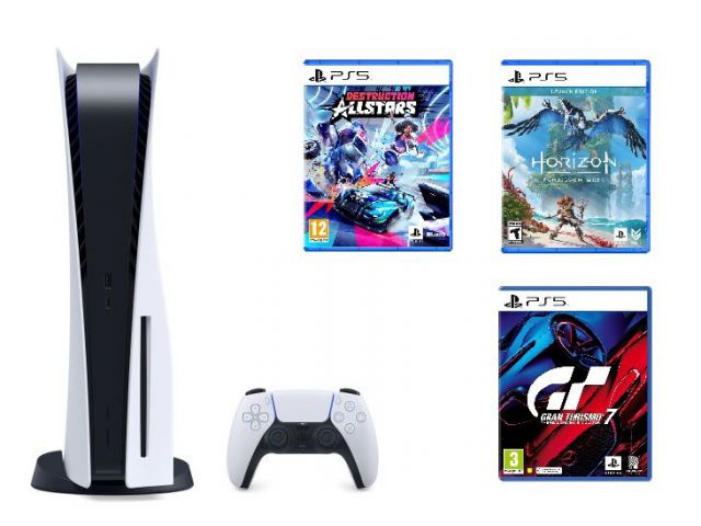 Igraća konzola SONY PS5 PlayStation 5 + Gran Turismo 7 PS5 + Destruction AllStars PS5 + Horizon Forbidden West PS5