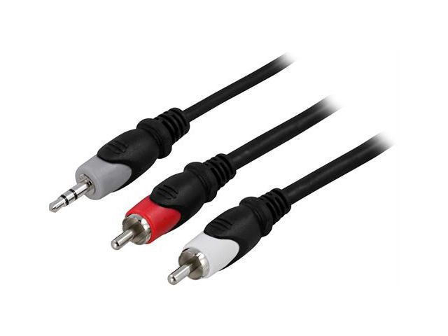 Audio kabel DELTACO 3.5mm(m) na 2xRCA(m), 3m, zip-lock vrećica, crni