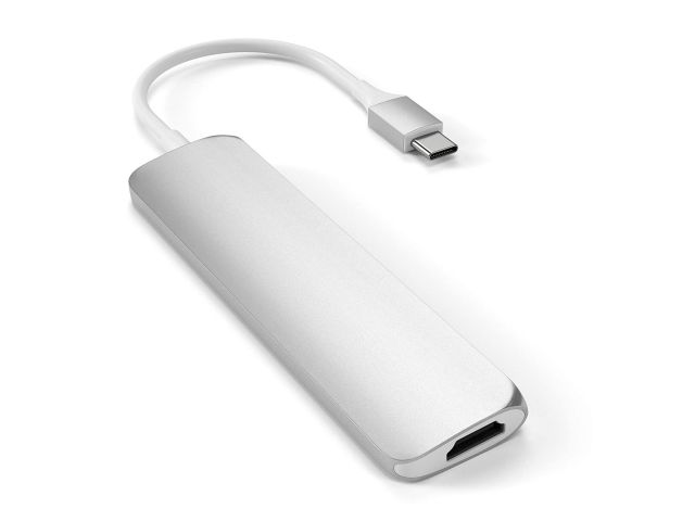USB-C HUB SATECHI Slim Aluminum Multi-Port V2, 2x USB 3.0, USB Type-C, HDMI, SD/microSD, srebrni (ST-SCMA2S)