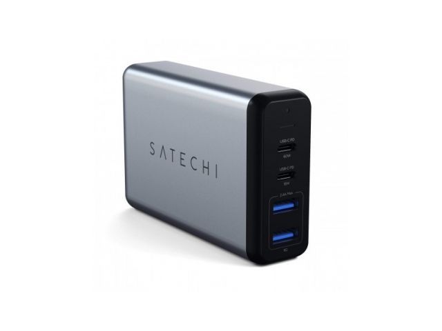 Punjač SATECHI USB-C, Dual, PD, 75W, sivi (ST-MC2TCAM)