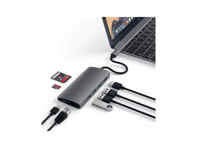 USB-C adapter SATECHI Aluminum Multi-Port, 3x USB 3.0, USB Type-C, HDMI ...