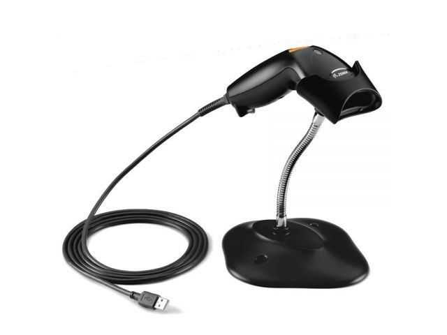 Barcode čitač ZEBRA LS1203 1D laserski + stalak, USB, antracit