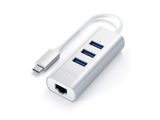 USB-C HUB SATECHI Aluminum (3x USB 3.0,1xLAN), srebrni (ST-TC2N1USB31AS)