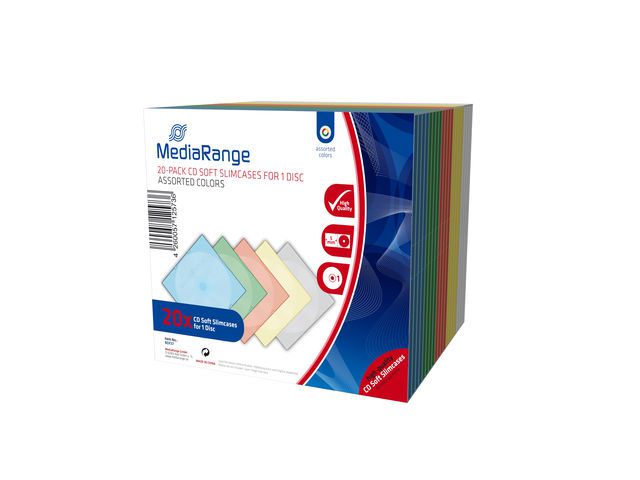 Kutija za CD MediaRange slim box, prozirni, u bojama, 20/1, 5mm