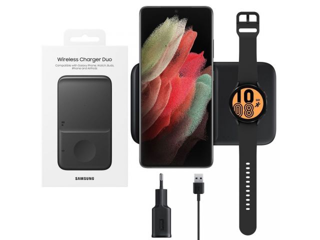 Bežični punjač SAMSUNG Wireless Charger Duo, za mobitel i sat (EP-P4300TBEGEU)