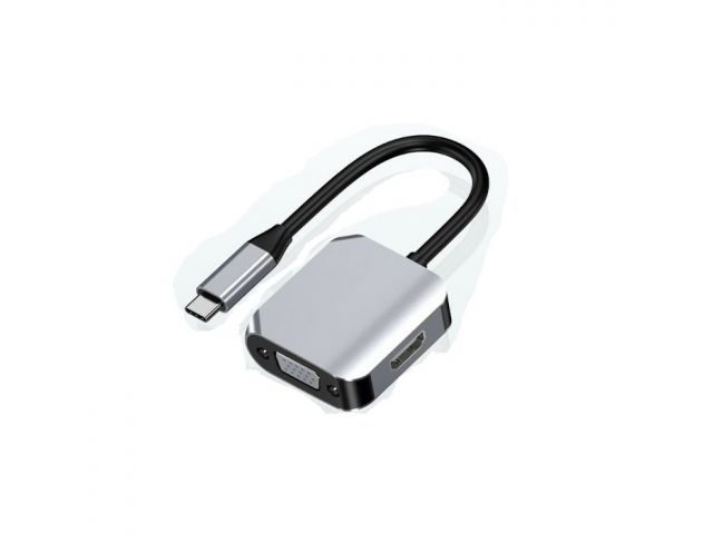 Video adapter ASONIC USB-C(m) na VGA/HDMI(ž), 0.15m, sivi