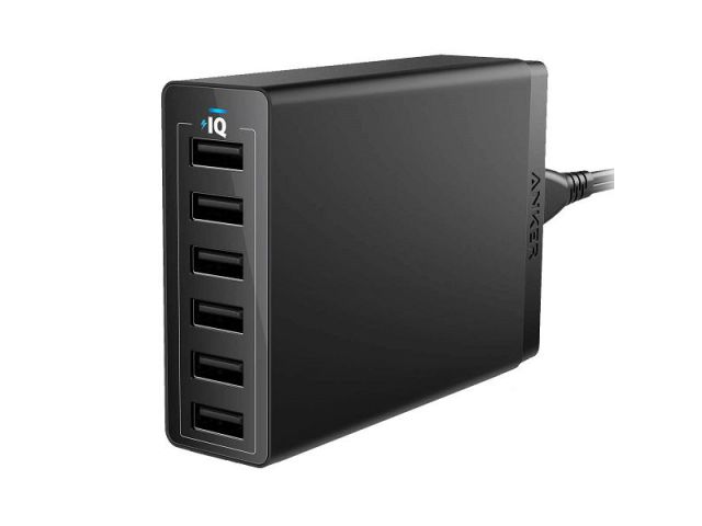 Kućni punjač ANKER PowerPort 6, 6xUSB, 60W, crni