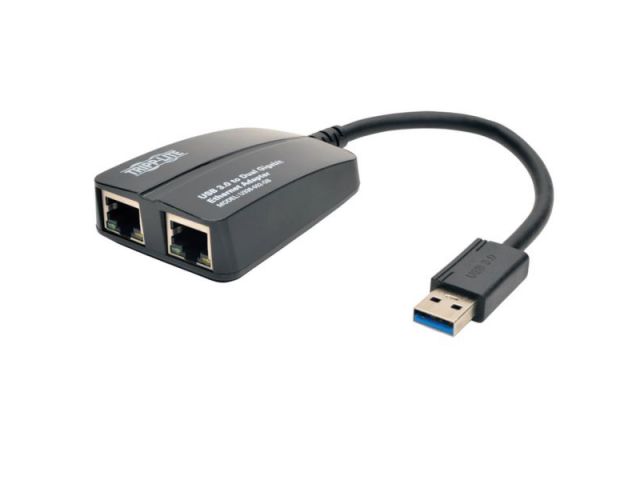 Mrežni adapter TRIPP LITE, 1xUSB 3.0 to 2xRJ45 Gigabit, crni