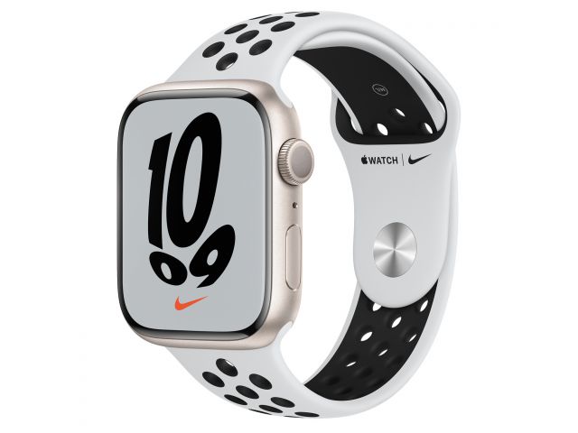 Pametni sat APPLE Watch Nike Series 7 GPS, 41mm, Starlight Aluminium Case with Pure Platinum/Black Nike Sport Band, Regular (mkn33bs/a)